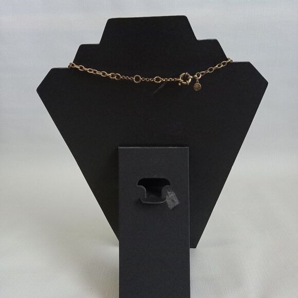 J. Crew Gold Toned Rhinestone Encrusted Metal Cable Link Choker Style Necklace - Picture 2 of 10